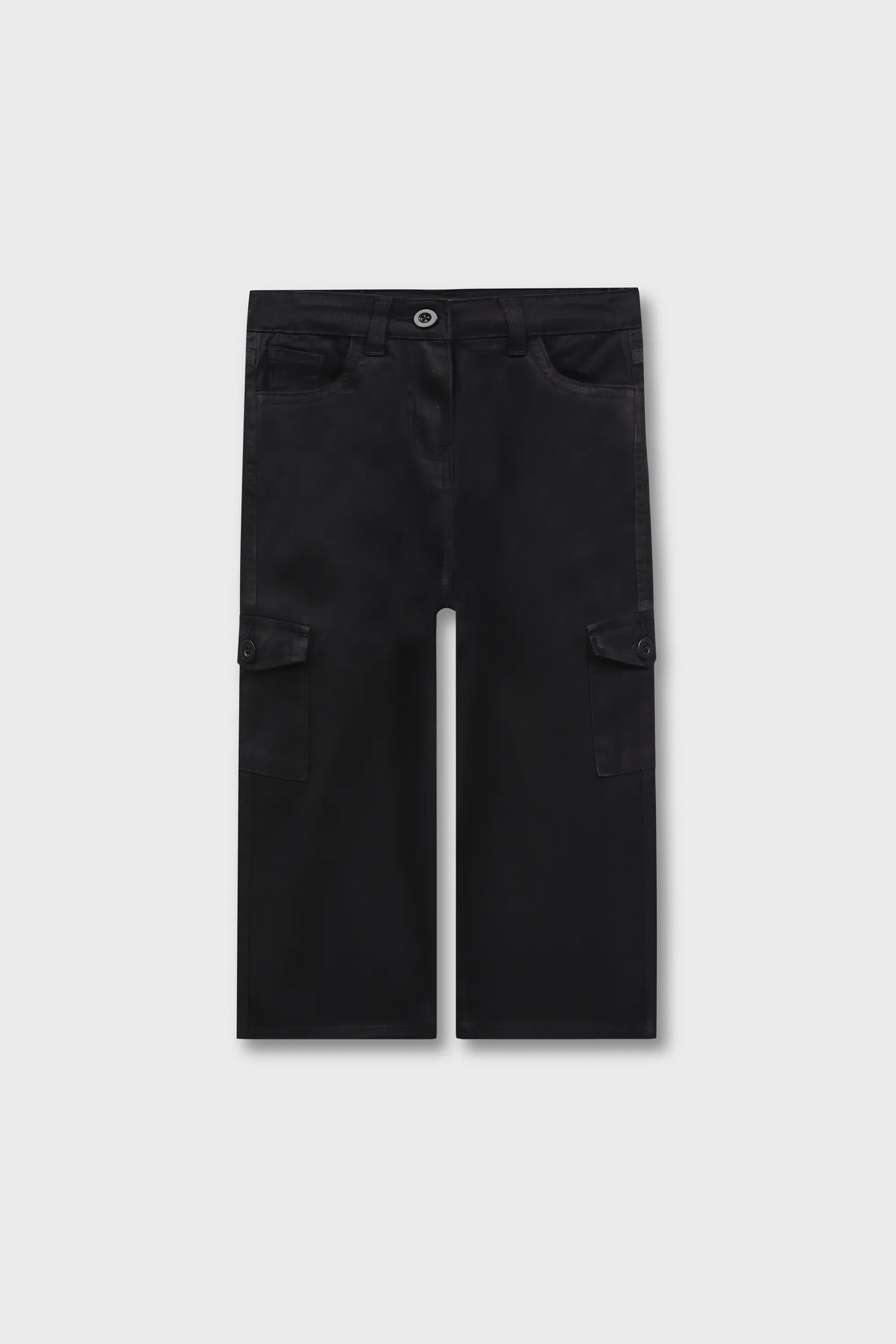 Girls Trending Black Wide-Leg Twill Pants