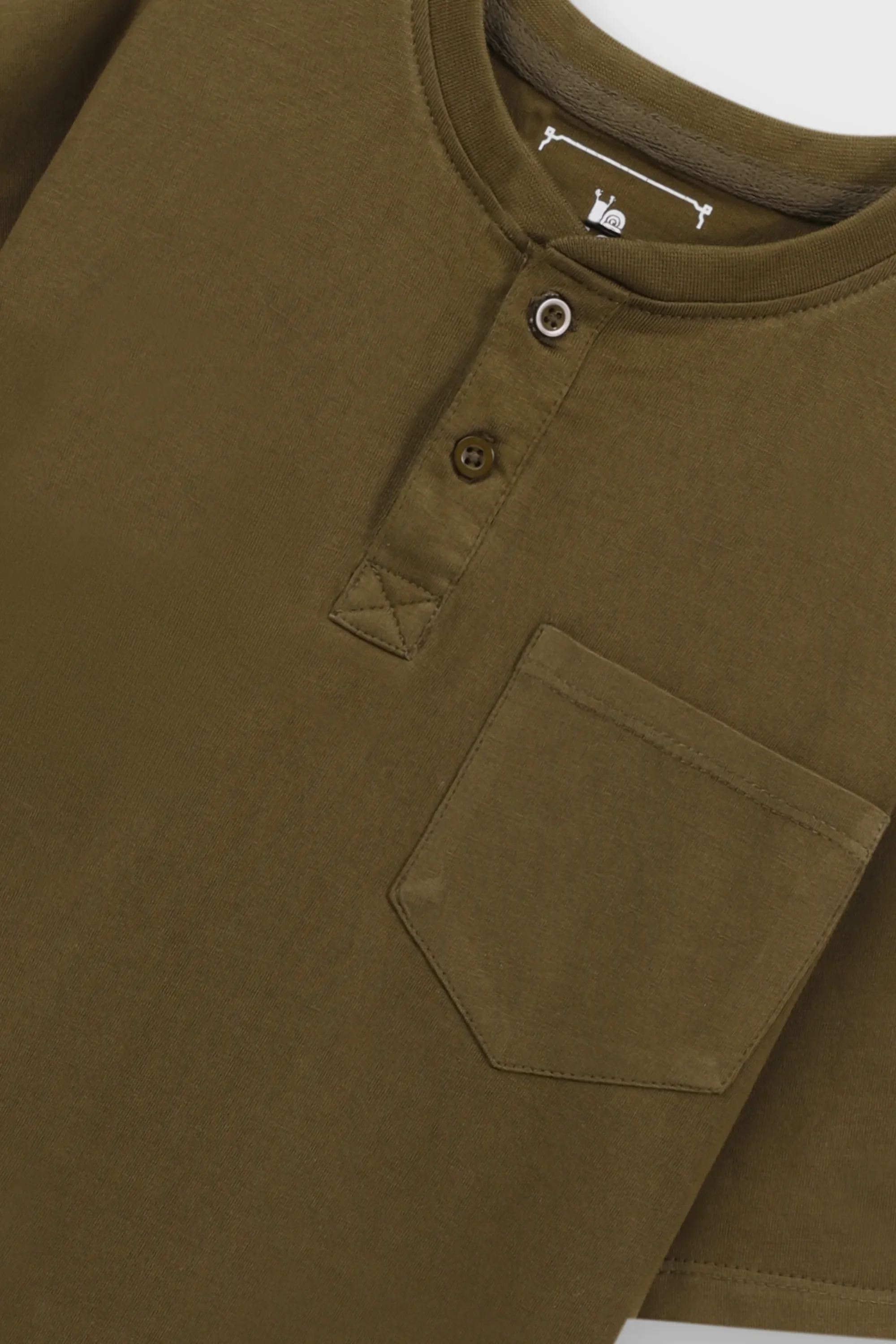Boys Comfy Olive Henley Tee - Image 2