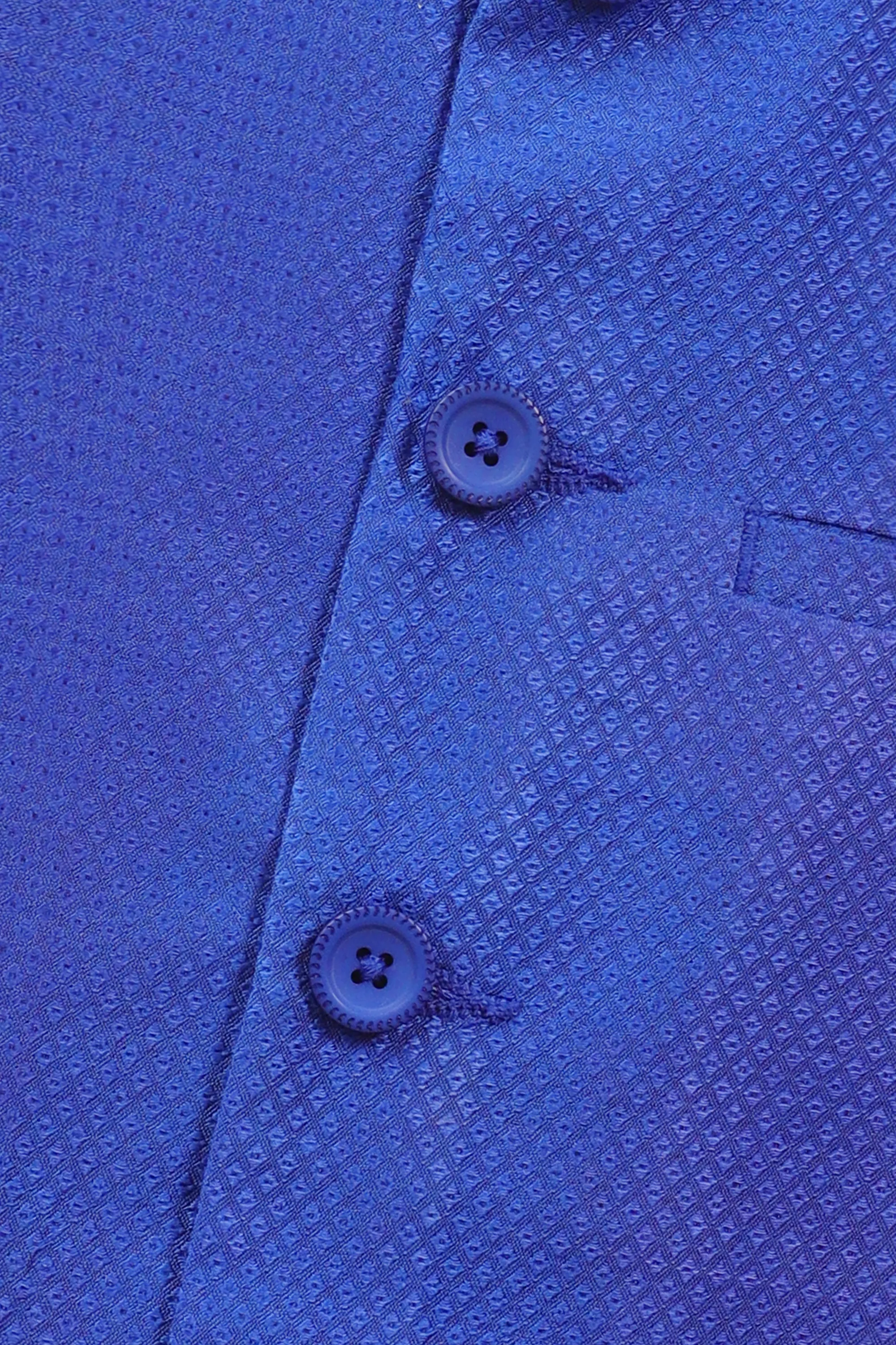 Boys Royal Blue Jamawar Waistcoat - Image 2