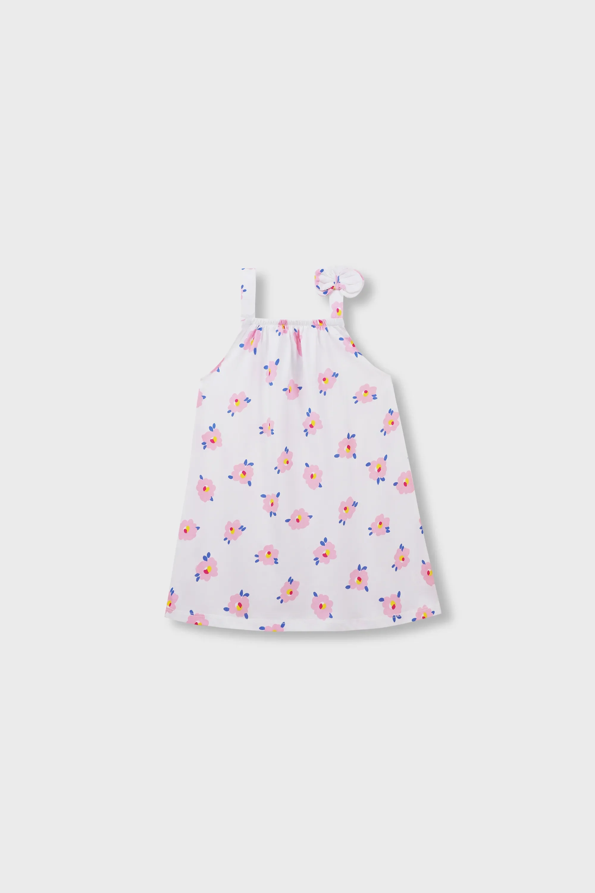 White Floral Print Jersey Frock
