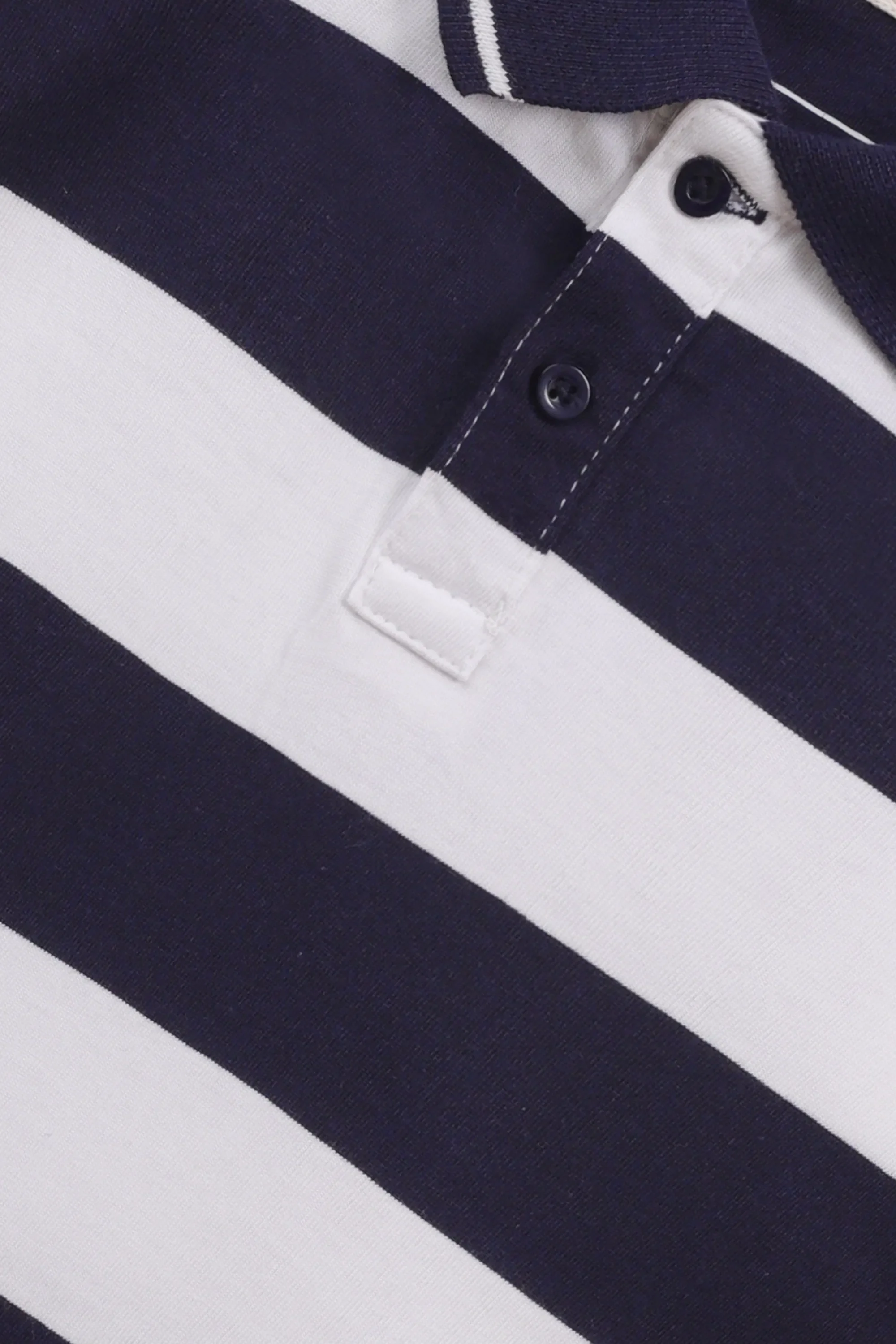 Boys Navy Stripe Polo - Image 2