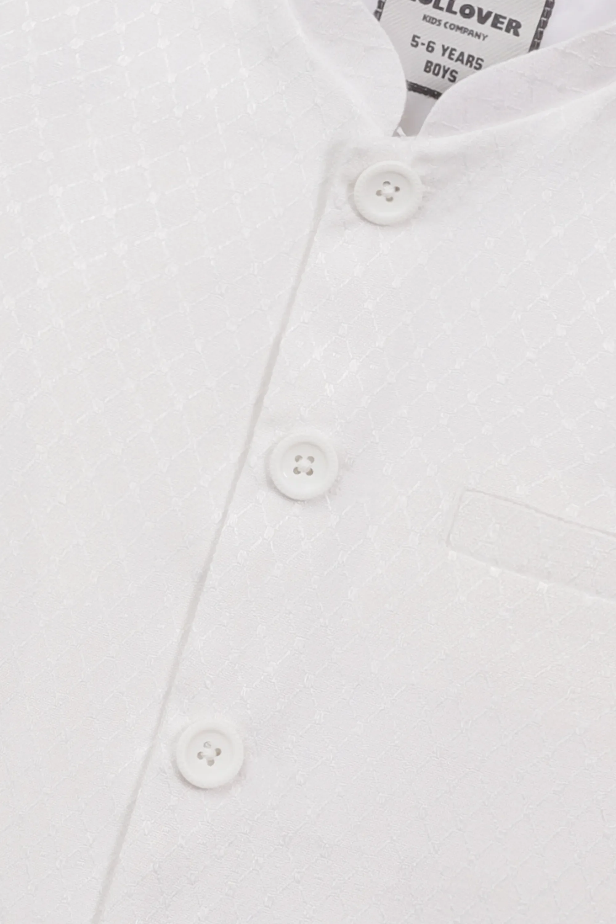 Boys Elegant White Jamawar Waistcoat - Image 2