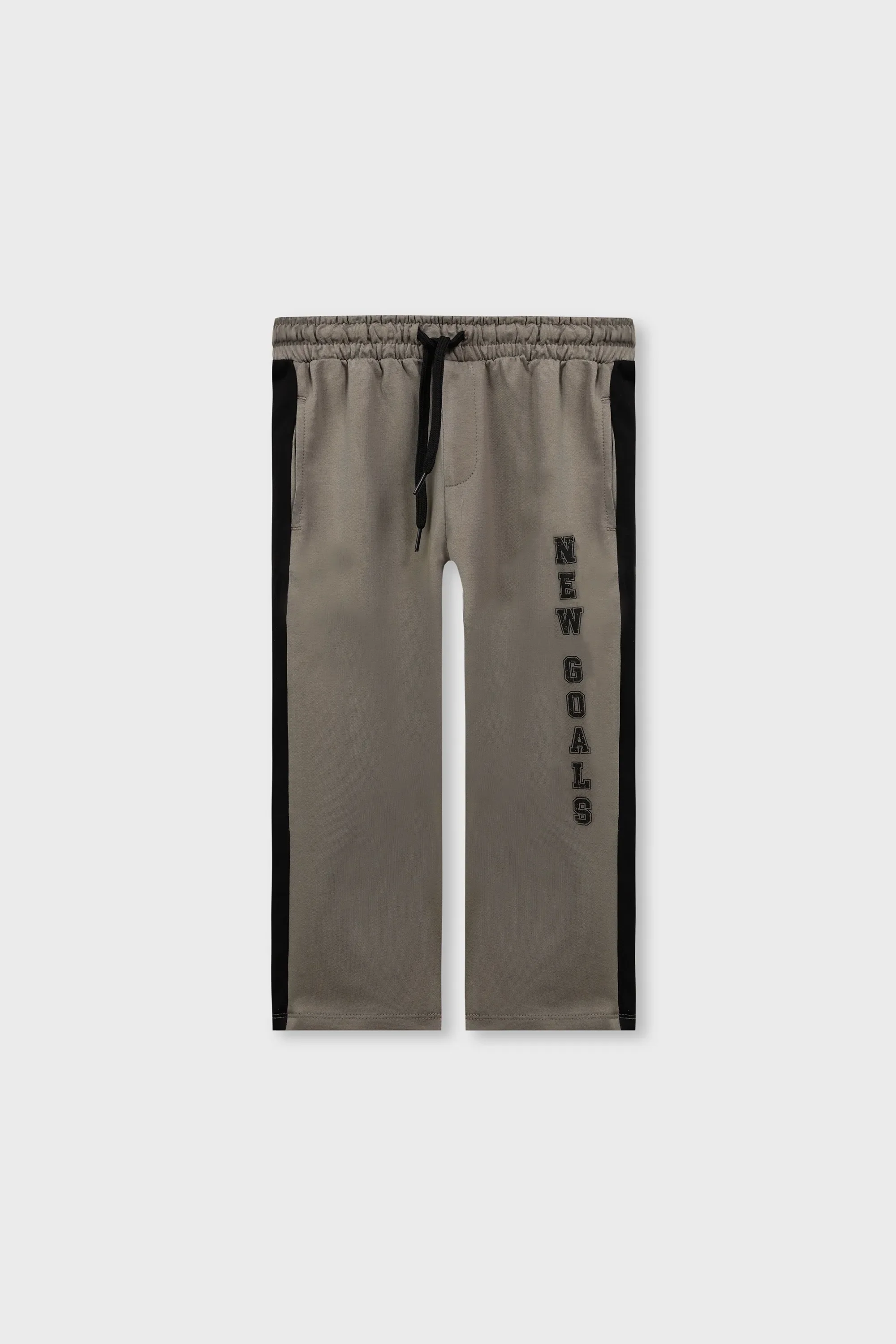 Boys Grey & Black Straight Terry Trousers